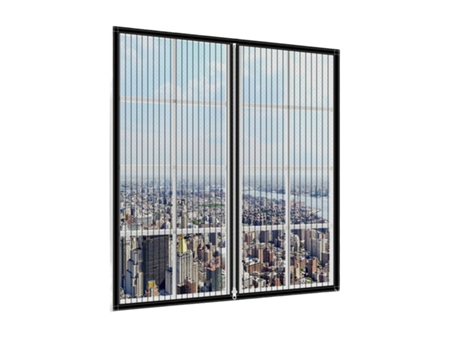 Cortina de ventana Mosquitera con cremallera Red de cierre con cremallera Negro XL