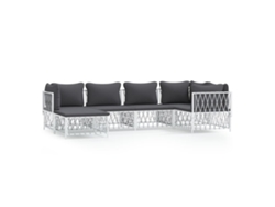 Conjunto 6 de muebles de jardín VIDAXL con cojines acero blanco