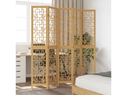 Biombo de 5 paneles de madera maciza de paulownia marrón Wsd827099 Lovely Home