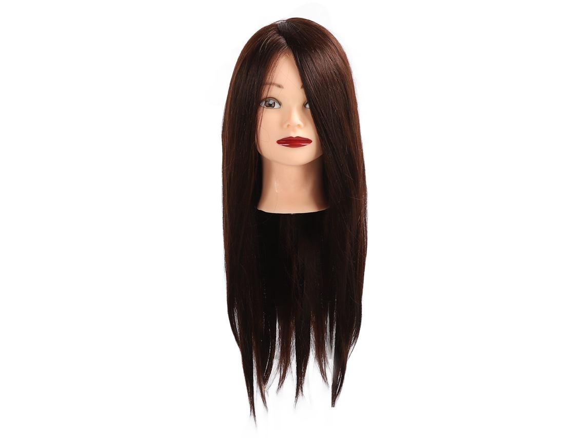 Cabeza De Maniquí Con Pelo Sintético 85% Real Para Entrenamiento En Cosmetología