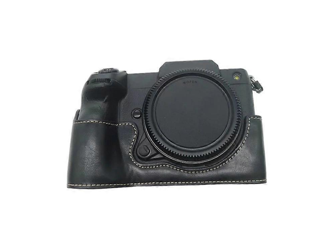 Estuche protector de piel sintética compatible con Fujifilm GFX100s/50s II, con ranura para batería y diseño de medio cuerpo.