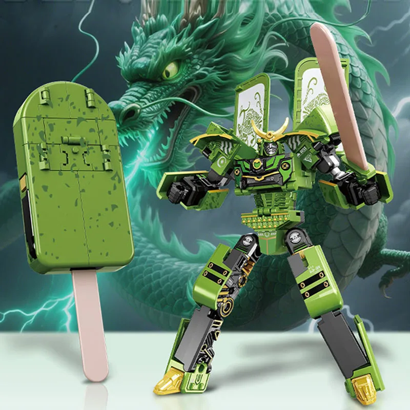 Robot Transformable 2 En 1 De Helado (verde), Juguete Educativo Transformable Modelo Guerrero, Regalo Para Niños