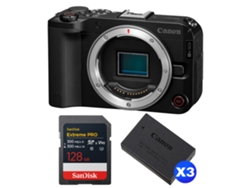 Canon EOS R50 V + 1 tarjeta Sandisk Extreme Pro UHS II SDXC de 128 GB + 3 cámaras Canon LP e17 + libro electrónico “20 consejos para fotos impresionantes”
