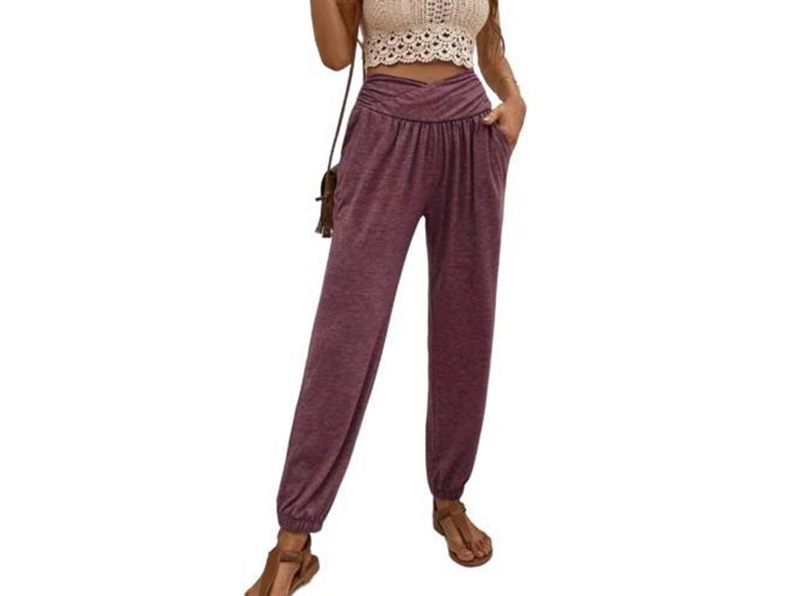 2026-pantalones De Yoga Para Mujer Sueltos Con Bolsillos Para Entrenamiento Y Pijama Cómodos L Morado