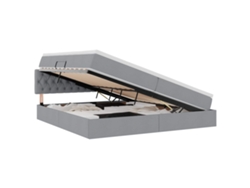 Maison Exclusive - Cama Con Almacenamiento Y Led Gris Claro 200 X 200 Cm Tela