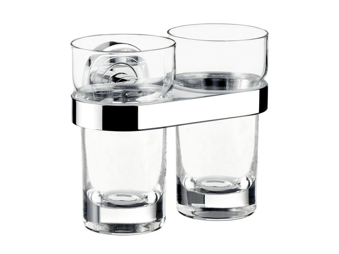 Soporte de vidrio doble Emco Polo, vidrio cristal transparente, cromado, 072500100