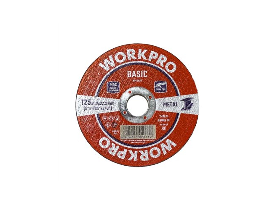Disco de corte para metal/t41 Ø125 X 1 X 22,2 Mm Workpro