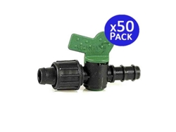 Llave de Paso Cinta Riego Por Goteo 16Mm a Tubo Goteo 16Mm Pack 50 SUINGA