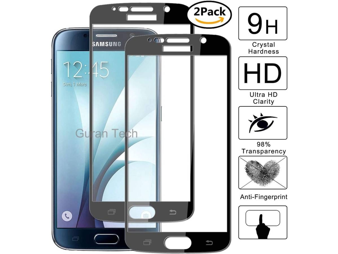 Protector Cristal Templado Samsung Galaxy S6 HONGWE. Cobertura Completa Negro