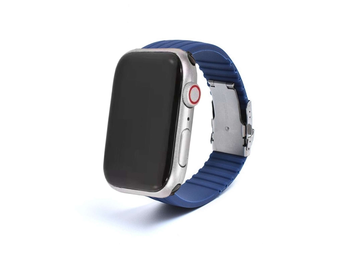 Correa Silicona Stripe Adaptable Apple Watch Series Se 2022 44Mm Azul Escuro