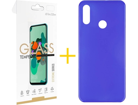 Kit Funda + Protector de Pantalla Huawei Y6 2019 SKYHE Liso 3 Azul
