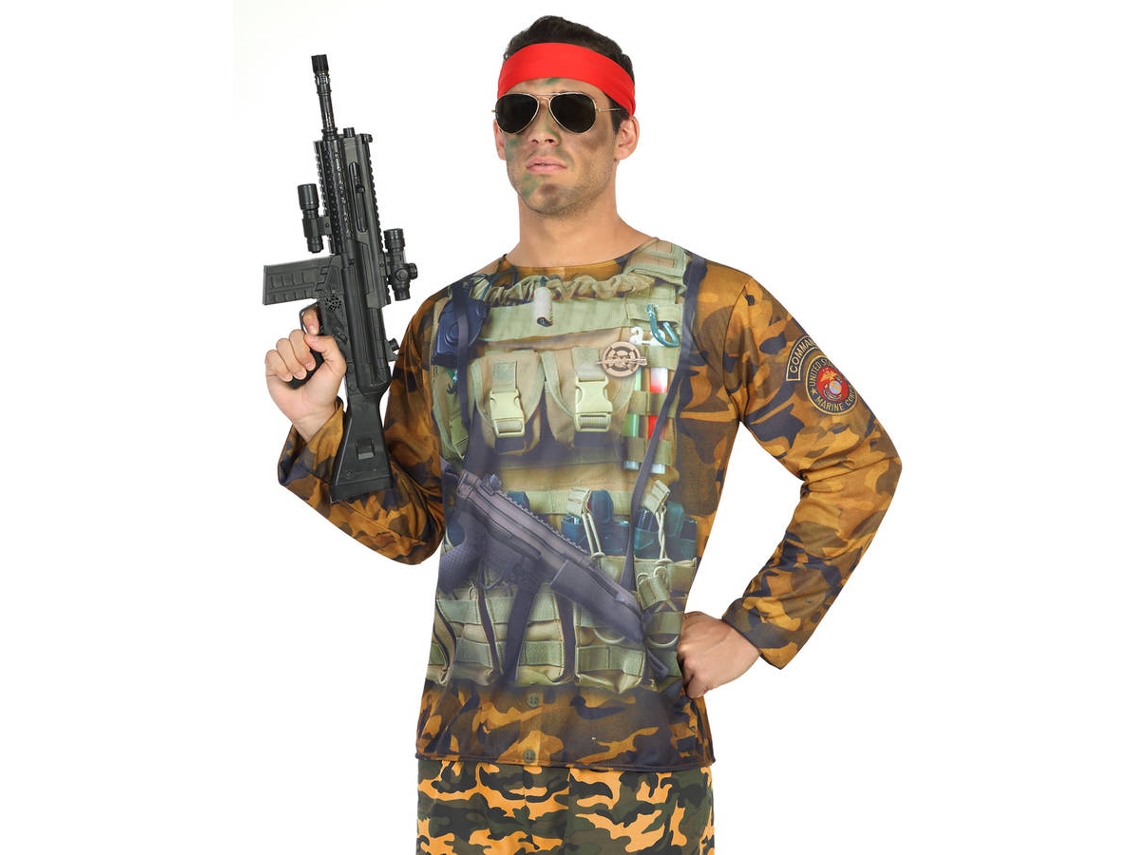 Disfraz de Hombre DISFRAZZES Camiseta Soldado Camuflaje (Talla: M/L)