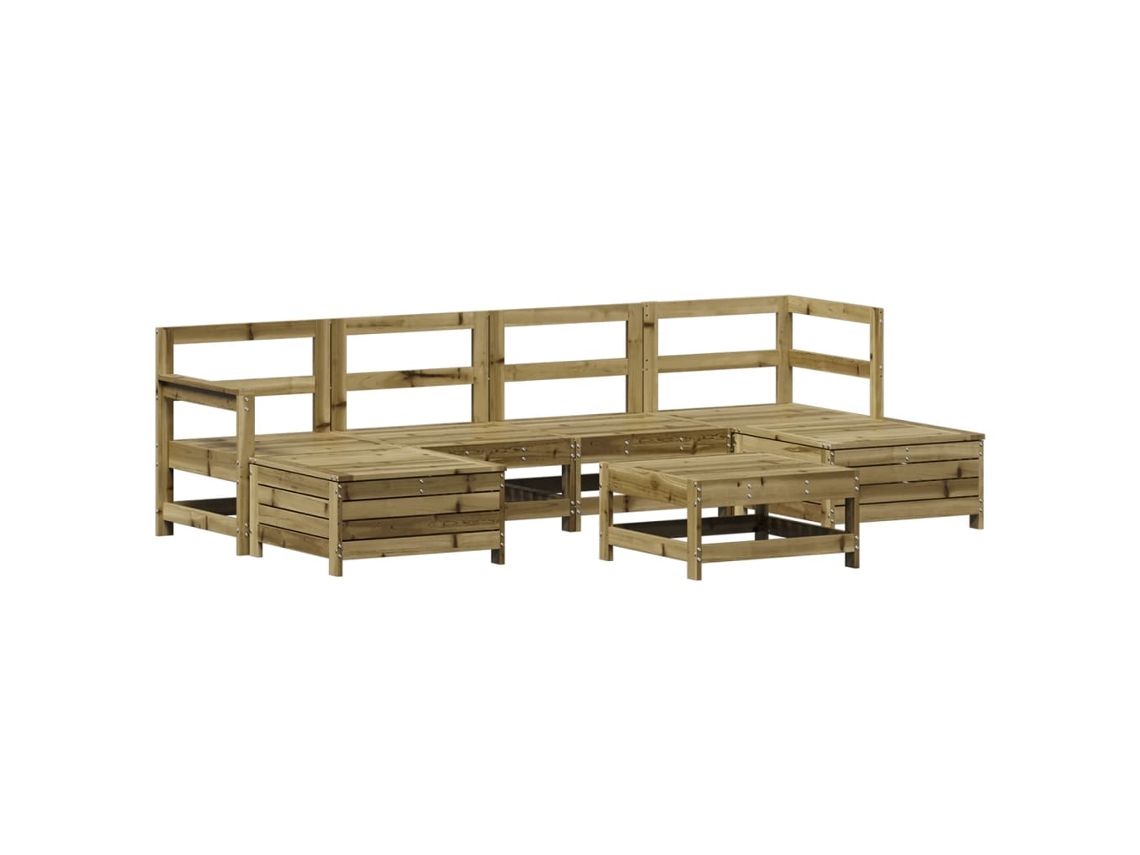 Maison Exclusive - Juego De Sofás De Jardín 7 Pzas Madera De Pino Impregnada