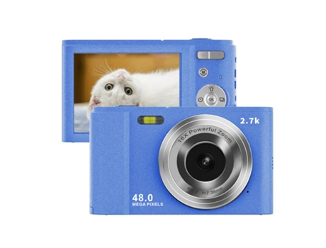 Cámara fotos digital EZII DC302 2.7K 48MP ZOOM 16X Pantalla de 2,8 pulgadas Regalos para niños estudiantes Azul