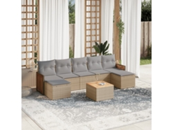 Conjunto de 8 sofás de jardín con cojines de mimbre beige Dkd Home Decor