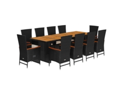 Maison Exclusive - 11 Pcs Conjunto De Jantar P/ Jardim C/ Almofadões Vime Pe Preto