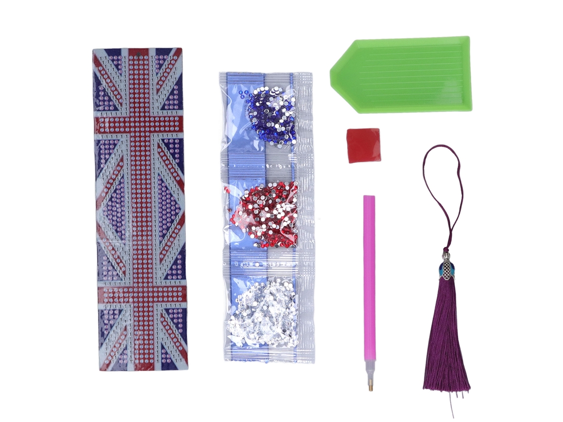 Marcapáginas Con Flecos, Pintura De Diamantes De Imitación Con Diseño De Bandera, Resistente Al Agua Y Hecho A Mano.