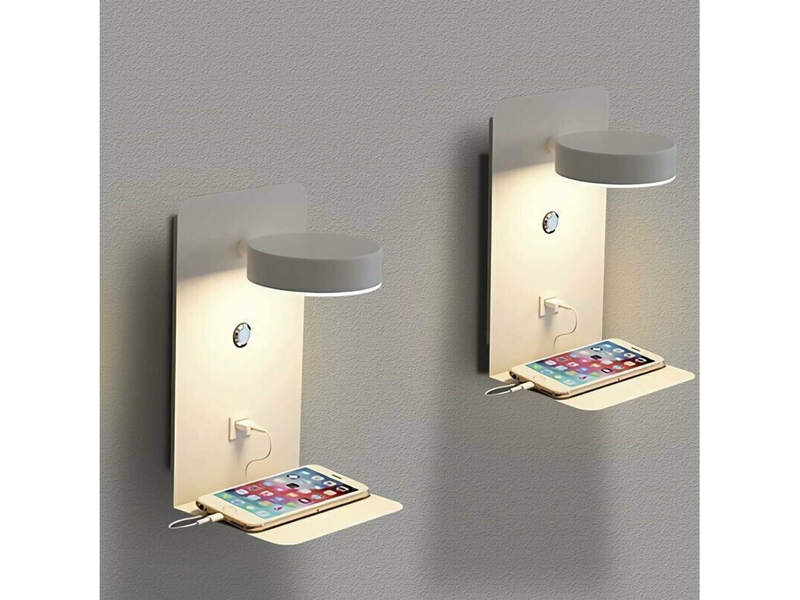Juego De 2 Apliques Led De Pared Para Uso Interior Con Puerto Usb.