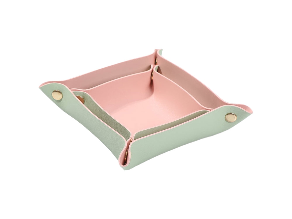 Organizador Bandeja Llaves Cuero Joyas Minimalista RNEMITERY Piel Rosa (23x23x5cm)
