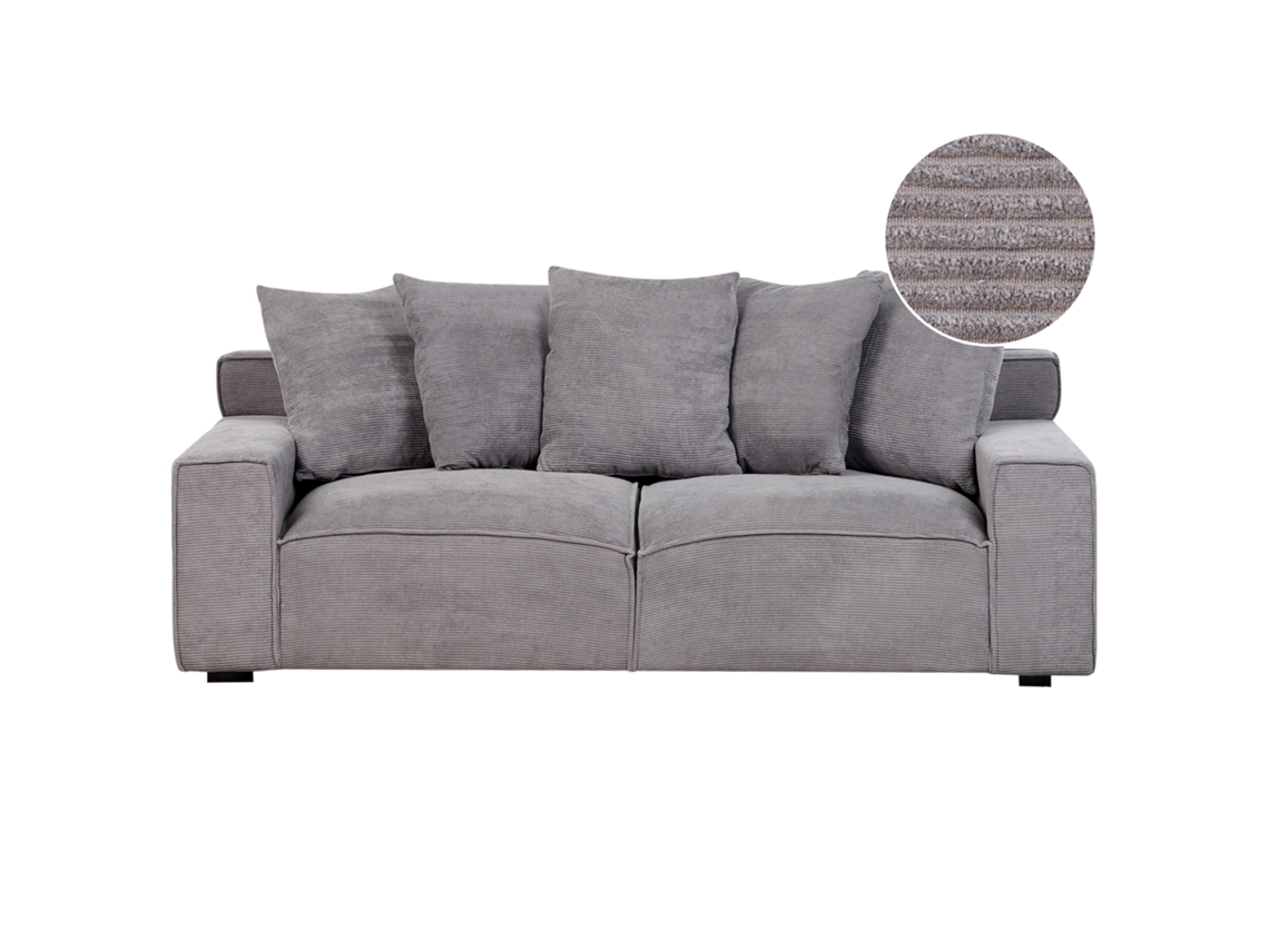 Sofá Viskan (Gris - Terciopelo -82x200x67 cm)