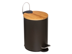 Well Home - Cubo Pedal 3 L Con Tapa Bambú Moderno Negro