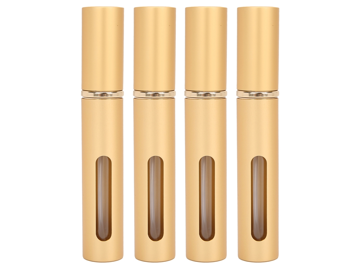 4 Frascos De Perfume Recargables Dorados De 10 Ml Con Protección Uv Para Viajes