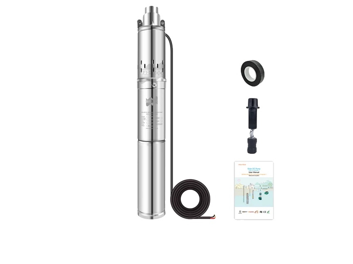 Bomba solar sumergible con controlador integrado, altura máxima 35 m, 150 W CC 12 V OEM