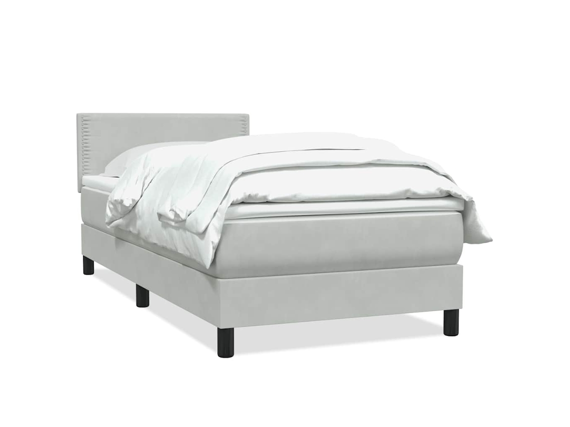 Maison Exclusive - Cama Box Spring Con Colchón Terciopelo Gris Claro 80x220 Cm