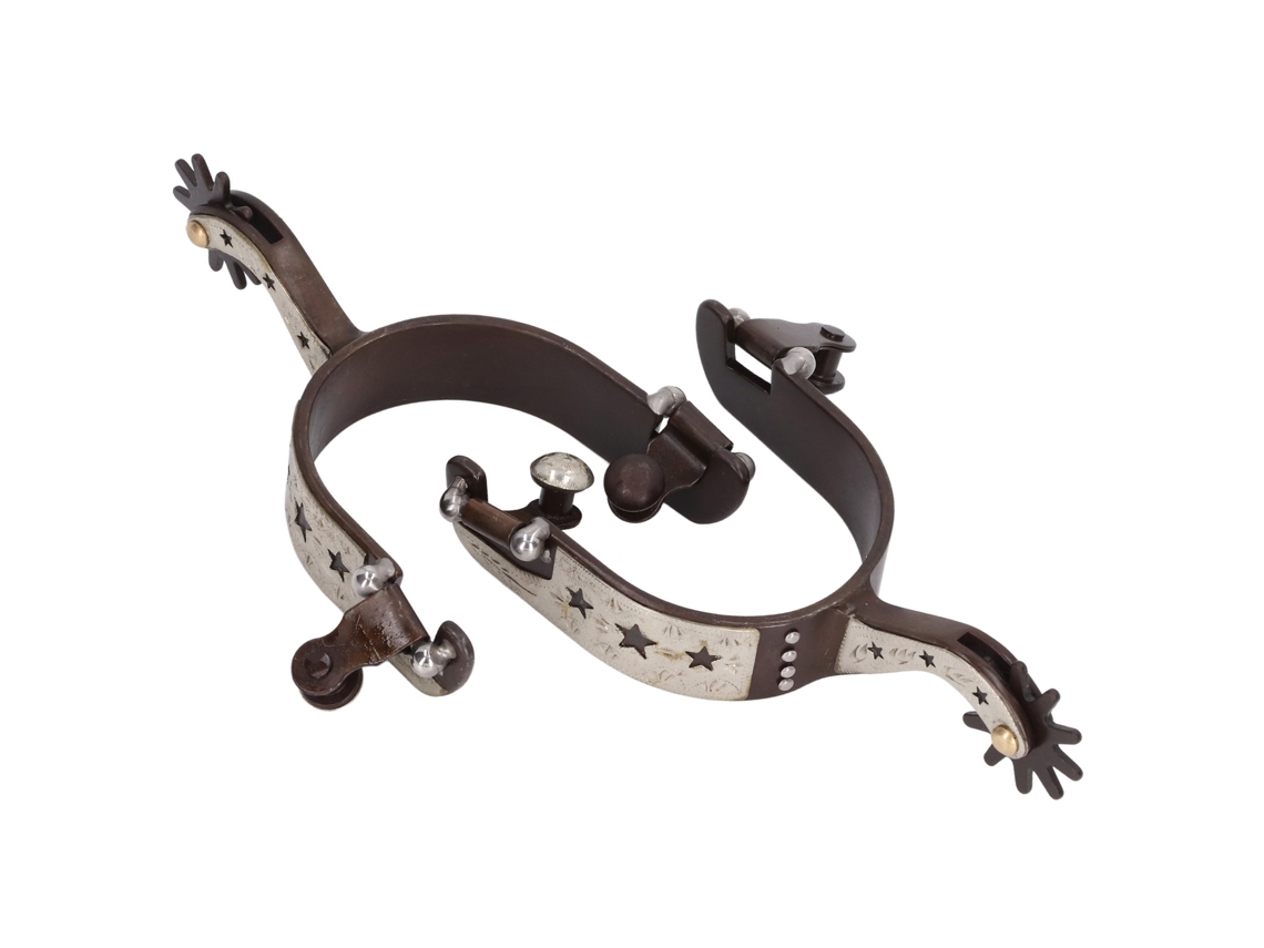 Par De Espuelas Vintage De Hierro Marrón Con Diseño De Estrella Para Montar A Caballo Al Estilo Vaquero Occidental.