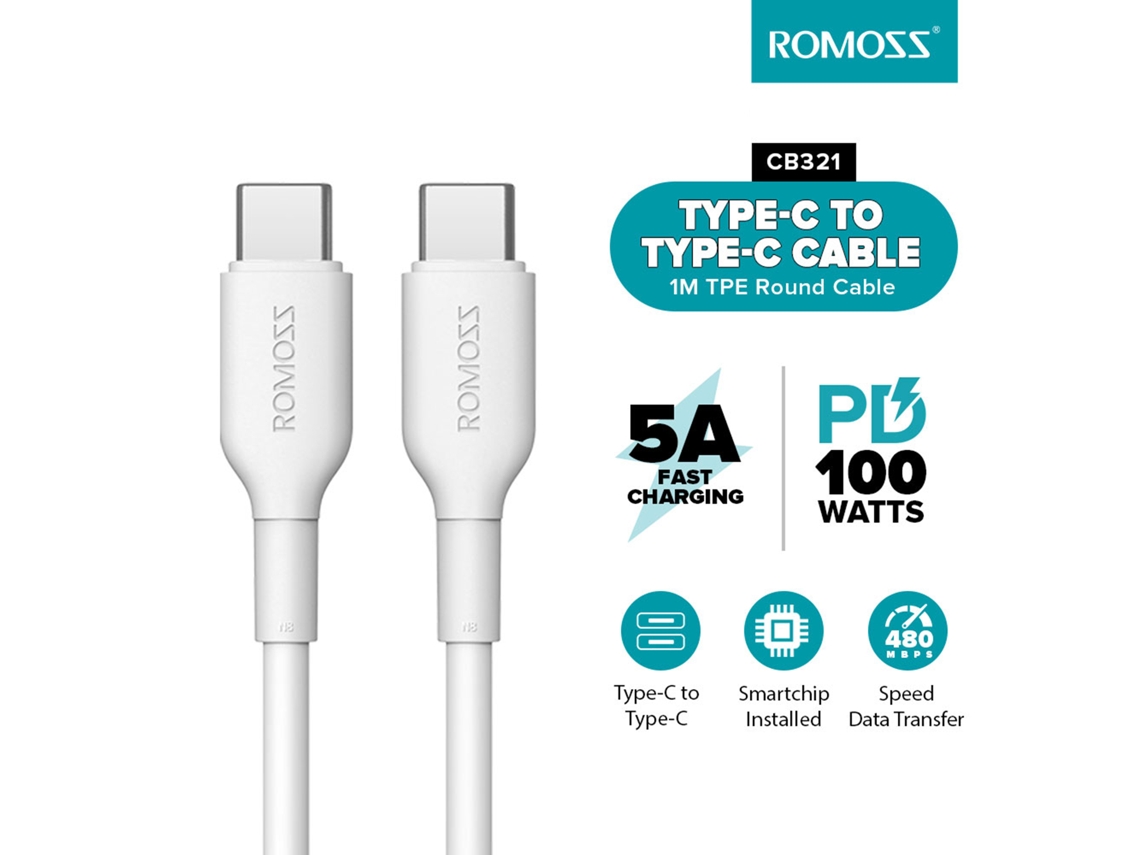 Romoss Cb321 Cable Type C A Type C 5a Pd100w Carga Rápida 1 2 3