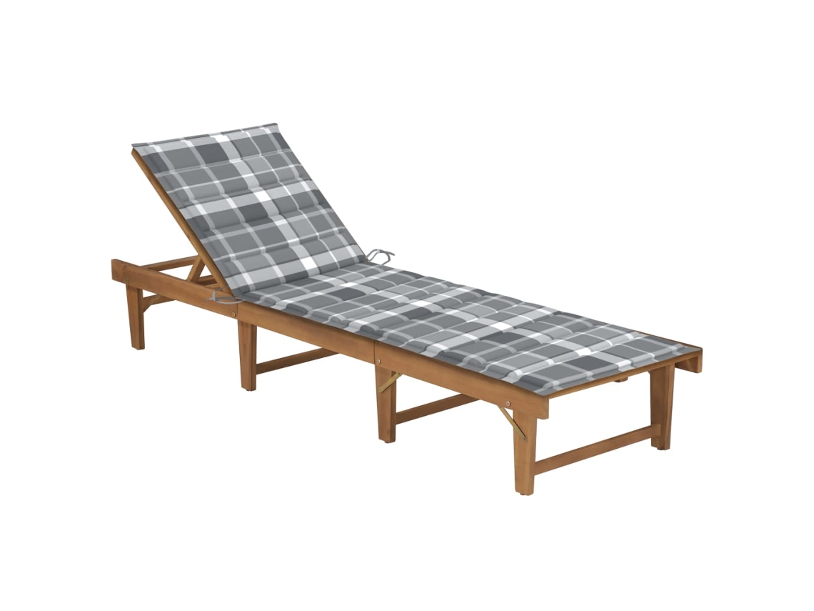 Tumbona plegable Mueble para patio Asiento de jardín con cojín madera maciza de acacia