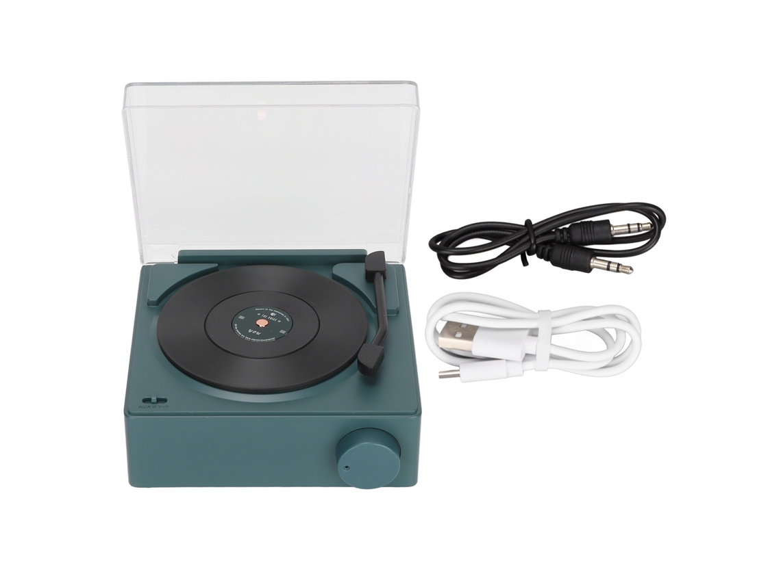 Altavoz Despertador Bluetooth X11 Con Sonido Estéreo De 360° Y Disco De Vinilo Giratorio - Verde Oscuro
