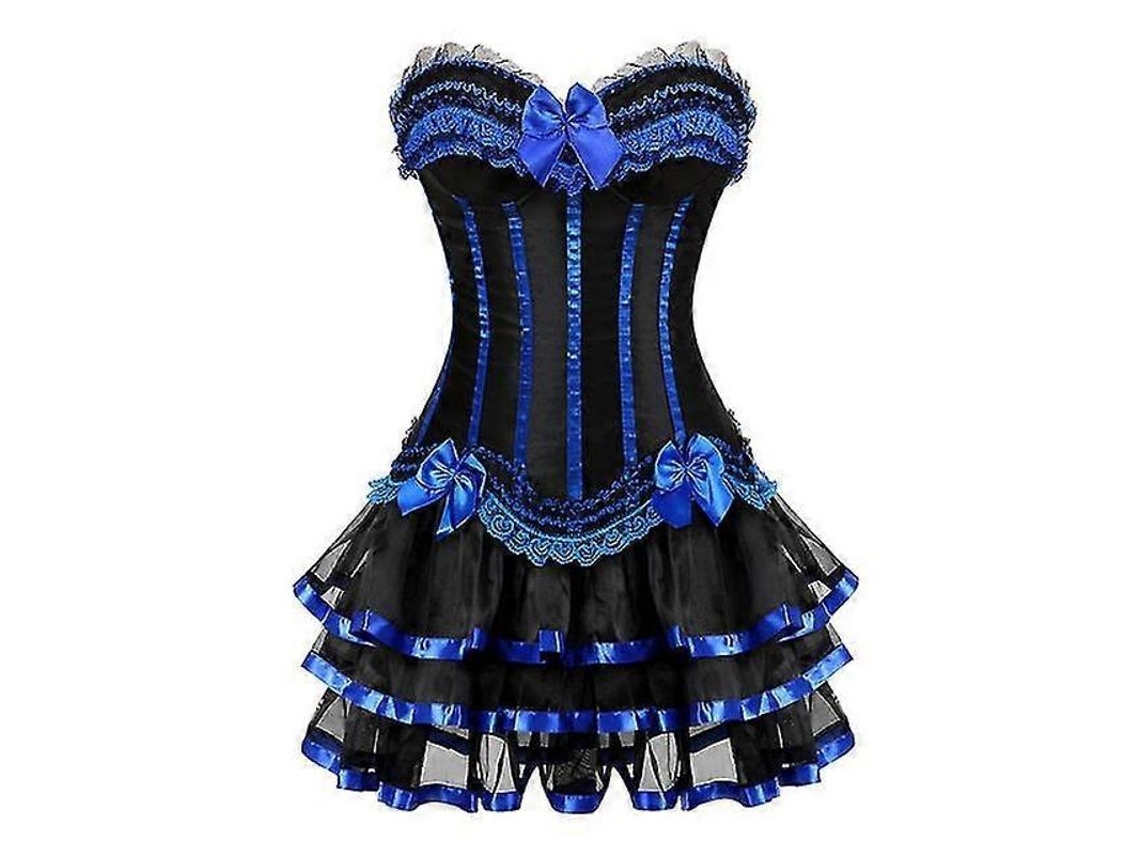 Conjunto Sexy De Corsé Sobre El Busto Y Falda Tutú Para Mujer, Tallas S-6xl, Con Decoración De Lazo, En Poliéster Y Elastano.