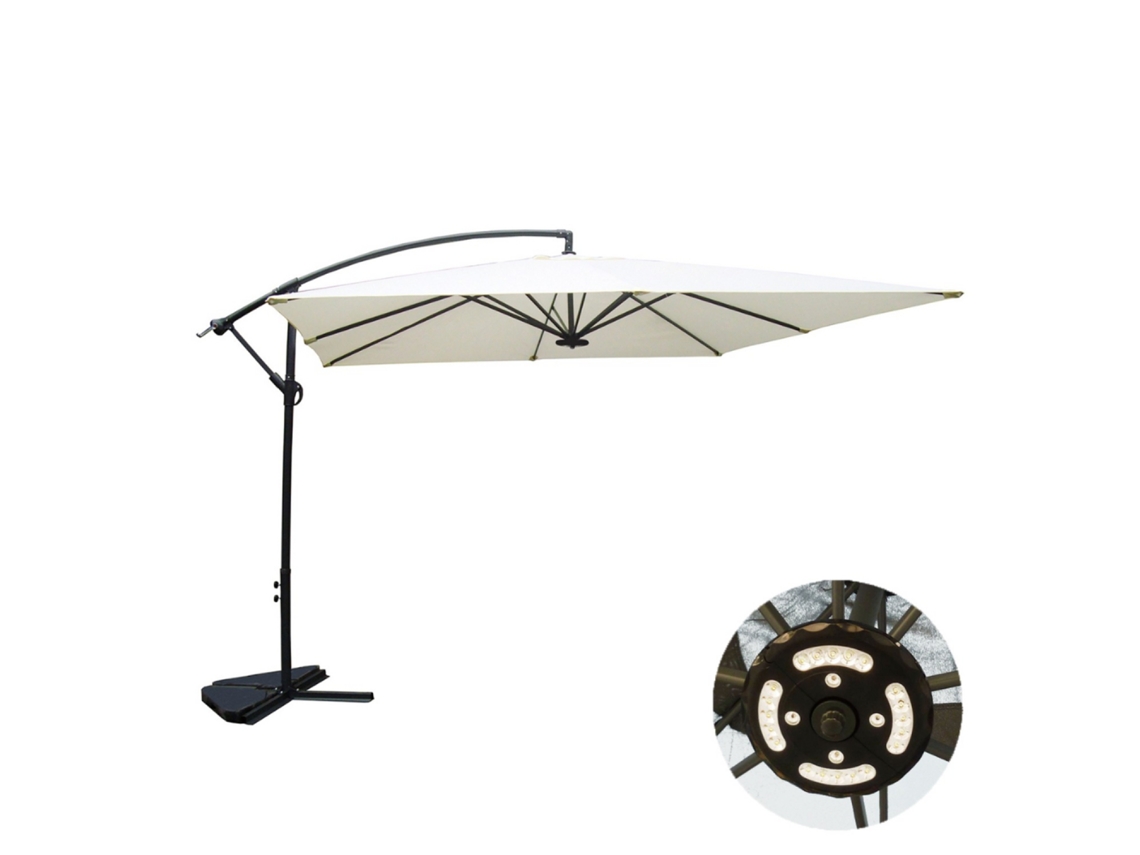 Solenzara Sombrilla  Crudo Desplazada Cuadrada 3 X 3 M Led