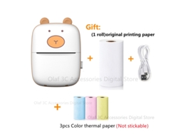 Mini Impressora De Etiquetas Para Gatos E Ursos Impressora Térmica Portátil 200Dpi Inkless Print 57Mm Stickers Para Ios Android GERTIZ