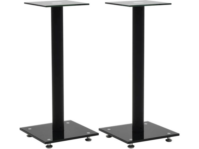 Soporte Vidaxl Para altavoces de diseño pilares 2 pcs negro 2x pie columna torre vidrio templado altavoz