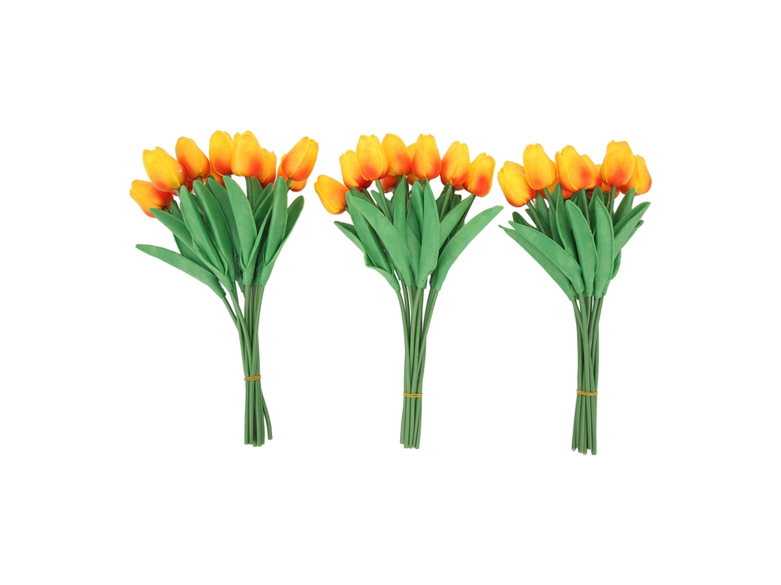 Baok - 30 piezas de tulipanes artificiales simulados hechos de PU rojo atardecer para decoración del hogar, bodas y fiestas.