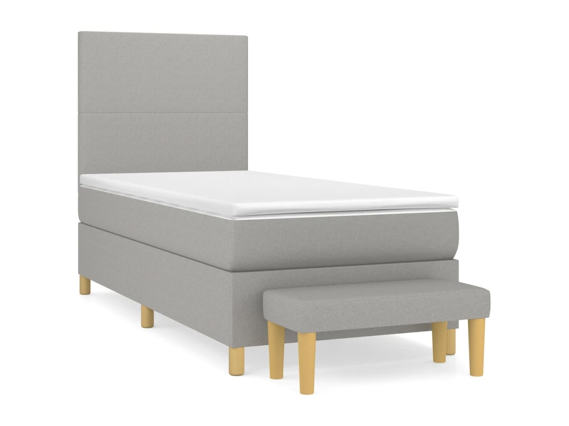 Maison Exclusive - Cama Box Spring Con Colchón Tela Gris Claro 100x200 Cm