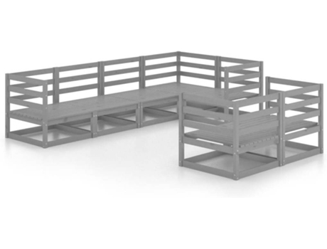 Conjunto 7 Muebles de jardín VIDAXL gris madera de pino maciza