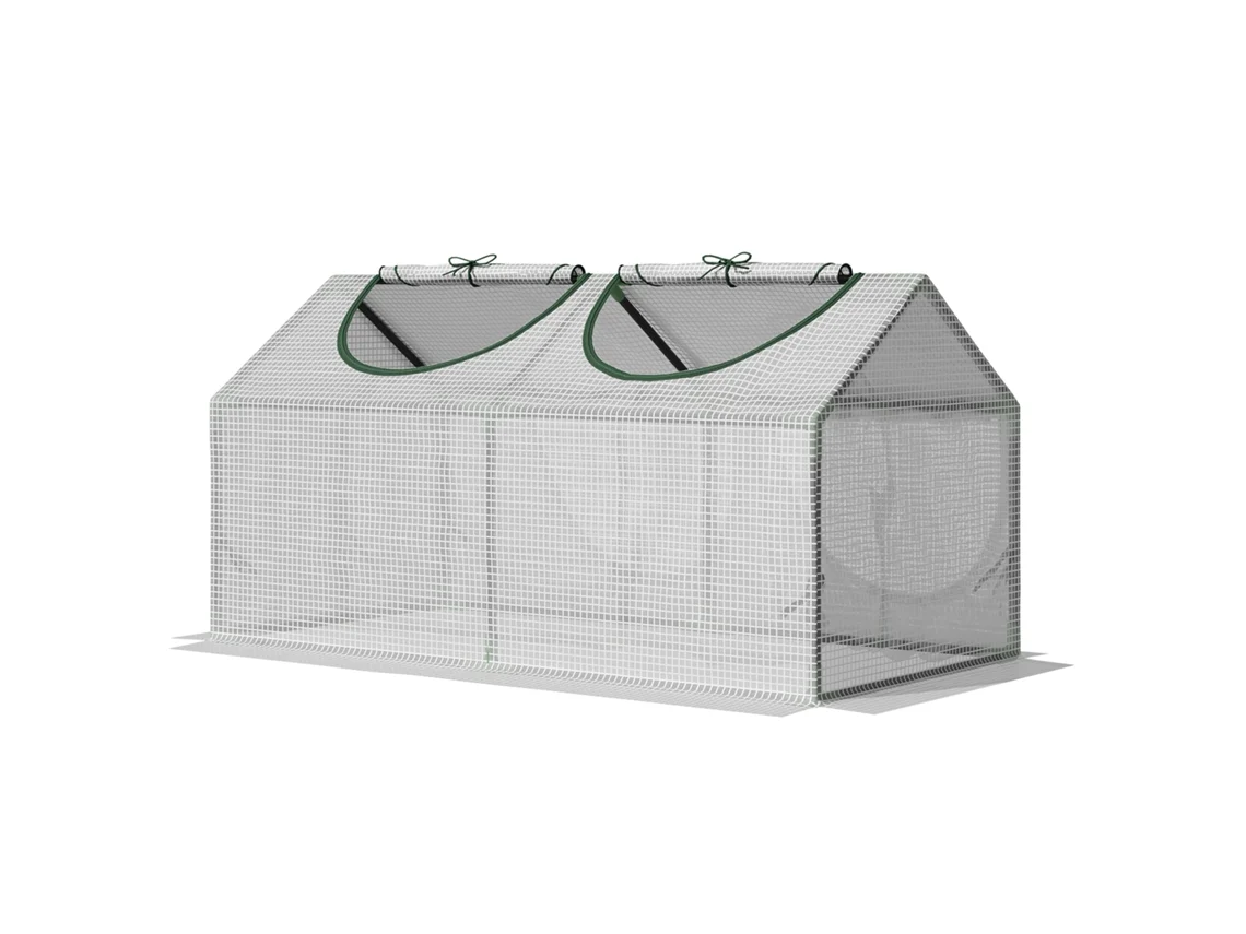 Invernadero de jardín OUTSUNNY, de acero y malla de polietileno (PE) de 140 g/m² (Blanco - 119x60x60 cm)
