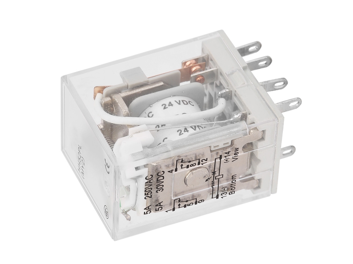 10 Relés Intermedios Dpdt De 8 Pines, 220 V Ca, 24 V Cc, Hh52pmy4n-j, Con Contactos Plateados.