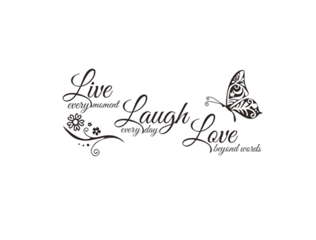 Live Every Moment Laugh Every Day Love Beyond Words Set 1 Calcomanías de pared motivacionales (10.6x22.8 pulgadas negro) ZMDECQNA