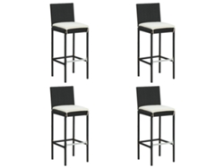 Taburetes de bar de jardín DKD Home Decor de 4 piezas con cojines en mimbre sintético negro