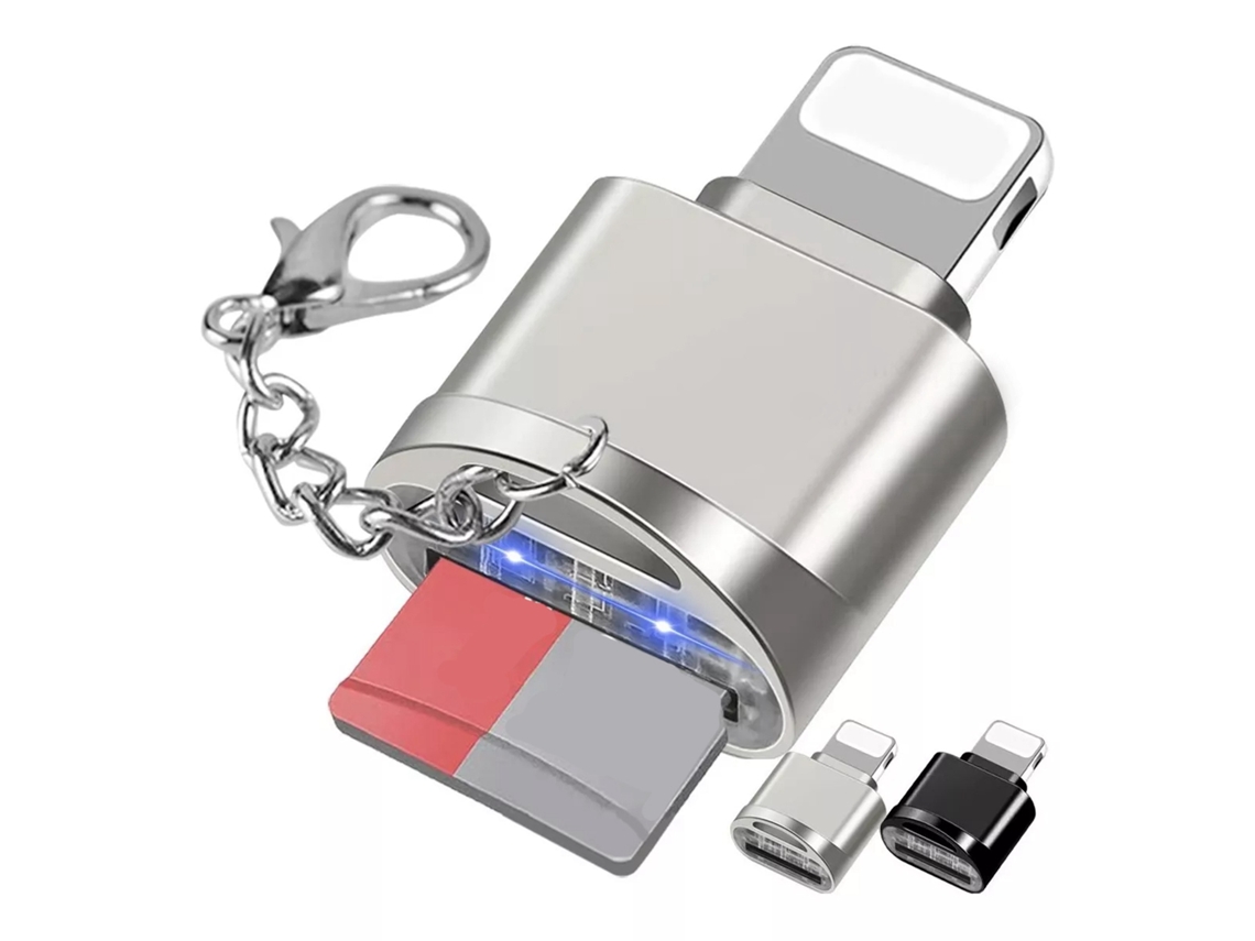 Lector De Tarjetas (universal Para Teléfonos Móviles Y Tabletas, Expansión De Almacenamiento Externo) Interfaz Silver Lightning Con Cordón, Exclusivo Para México