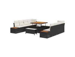 Maison Exclusive - Conjunto De Sofás De Jardín Con Cojín 11 Pcs Negro Poliratán