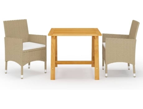 Conjunto 3 de comedor de jardín de VIDAXL beige