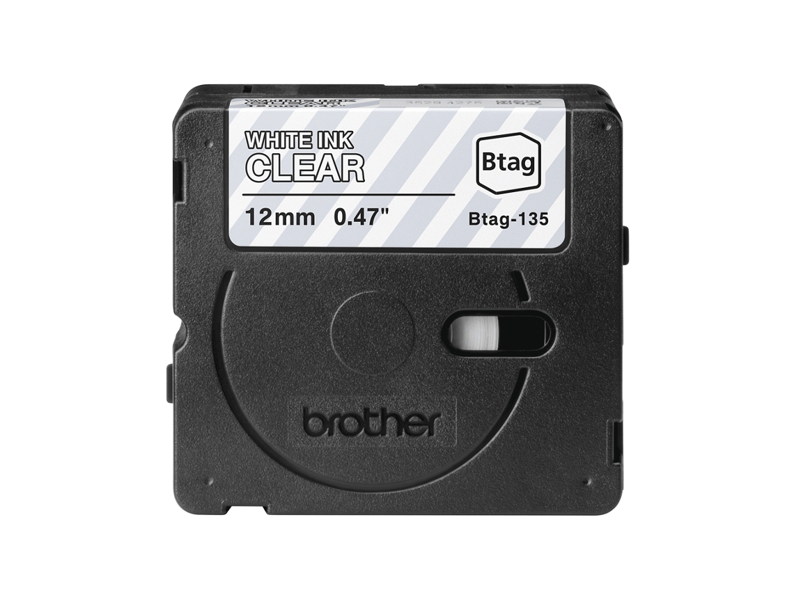 Cinta Doméstica BROTHER BTAG135 Blanco sobre Transparente
