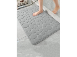 (gris Claro) Alfombra De Baño Con Patrón De Piedra (1 Pieza), De Rápida Absorción, Antideslizante, Lavable.