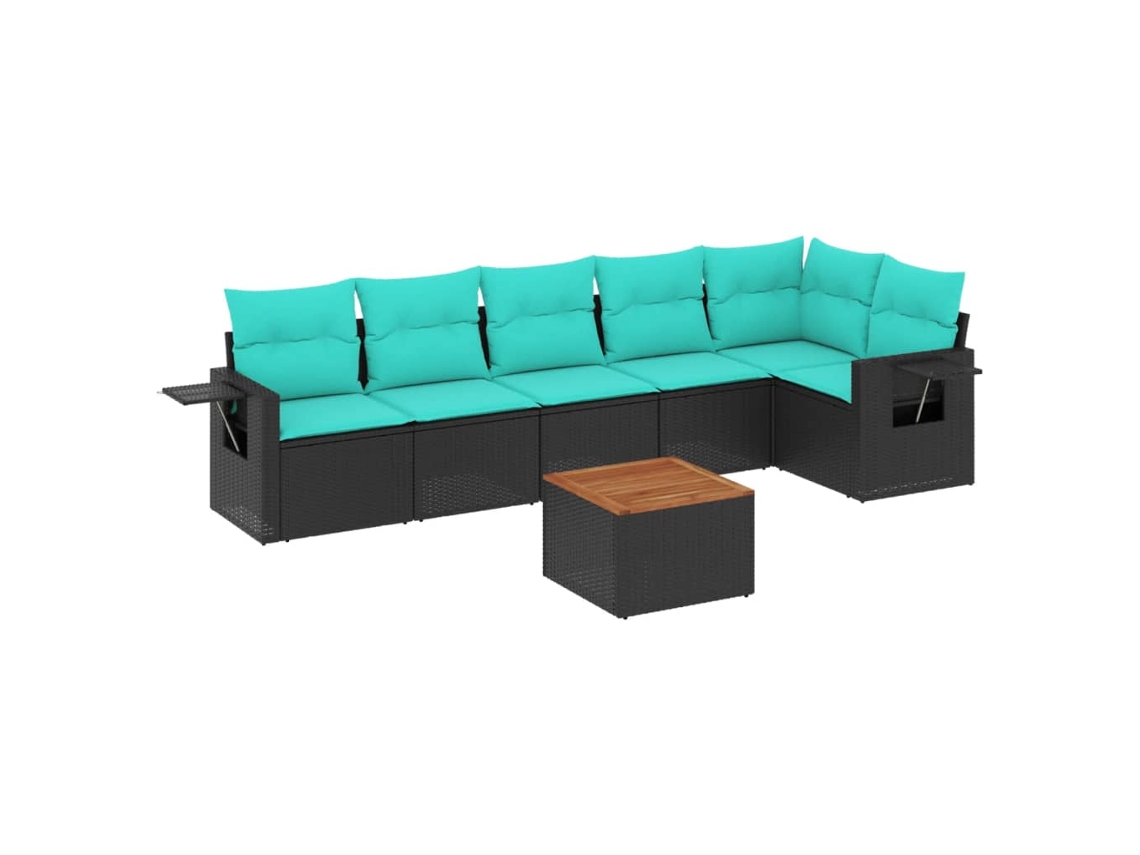 Maison Exclusive - Conjunto De Sofá De Jardín De 7 Piezas Con Cojines, De Poliratán Negro