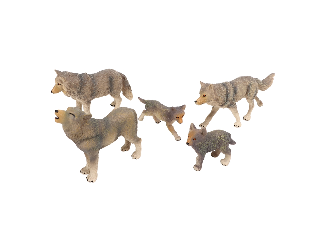 Yncm-5 Piezas Figuras De Lobo Juguetes Realistas Con Detalles Vívidos Modelos De Animales Salvajes De Plástico